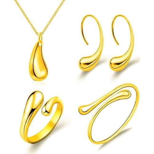 4pcs Thread Drop Necklace Earrings Bracelet Ring Jewelry Set For Women Girls