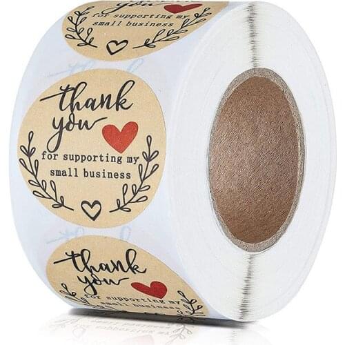1.5 Inch Round Thank You For Ordering Kraft Paper Love Stickers 500Pcs/Roll Adhesive Label For Gift Box Decor Stationery Sticker