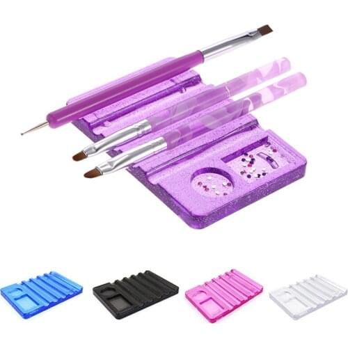 1Pcs Acrylic Crystal 5 Colors Nail Art Brush Holder Display Stand Rest Tools for 5pcs UV Gel Brush Pen for Nail Art Nail Tool