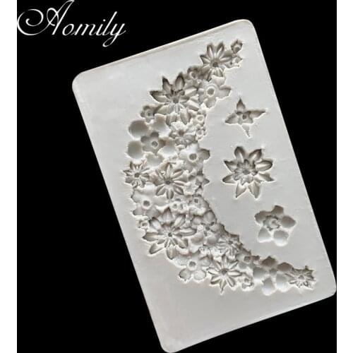Aomily Beautiful Wedding Cake Silicone Art Flower Fondant Mold Mousse Brim Decor Sugarcraft Icing Mat Pad Pastry Baking Tool