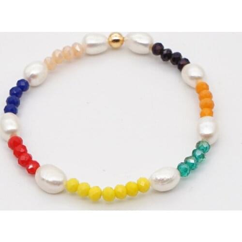 Go2Boho Bracelet Fresh Water Pearl Handmade Armband Women Natural Crystal Beads Colorful Jewellery Stretch String Bracelets