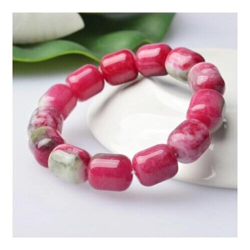 Peach flower jade bracelet beads braclet natural gemstone bangle fine jewelry for woman health for gift Bracelet jewelry