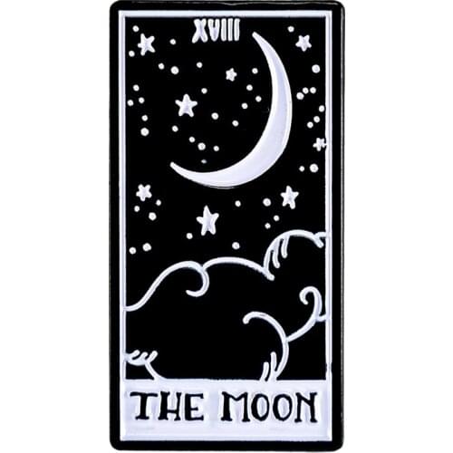 The Moon Tarot Card Brooch love health and money symbol Badge Lenormand Gothic Mysteries oracle deck jewelry