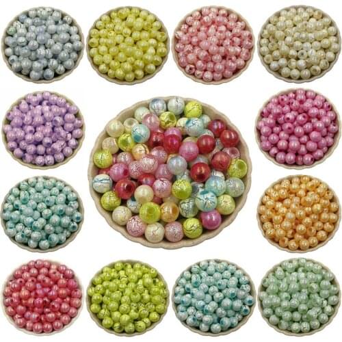 50PCS Candy Color Acrylic Crack Bead DIY Beads With Hole Jewelry Making Fashion Findings Jewelry Accessories Handmade Material
