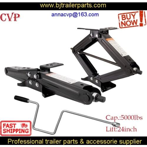 CVP 2 Pcs 24" 5000lb RV Camper Scissor Leveling Jacks Trailer Stabilizer w/Handle Trailer Parts Caravan Accessories