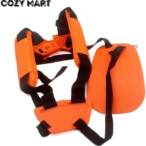 Double Shoulder Strap For Grass Hedge Trimmer Brush Cutter Harness Belt Carry Hook Garden Safety Orange