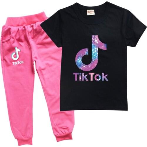 TIK TOK Print T Shirt Two PCS Set Summer Game Casual Tops Kids Clothes Girls Thanksgiving Boutique Outfits birthday