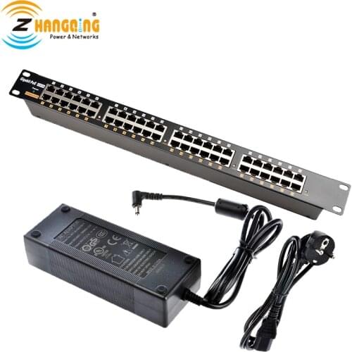 Gigabit 24port Rack Mount PoE Injector with 2 DC hole Load balancing 48V 120W Power supply and power cord for Camera MikroTik