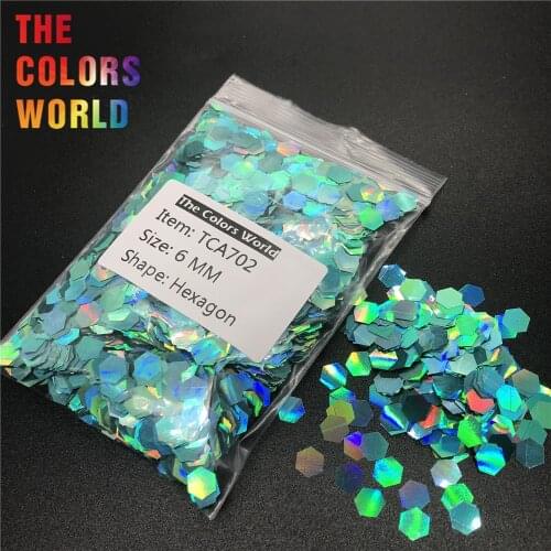 TCA702 Holographic Laser Baby Blue Color Hexagon Shape Nail Glitter For Nail Decoration Nail Gel Makeup Facepaint DIY Accessorie