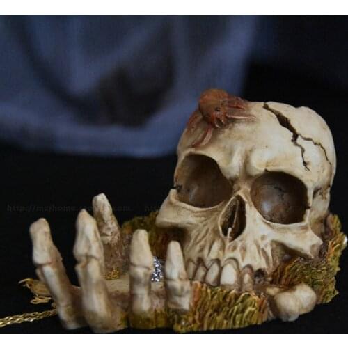 Skull ashtray resin creative jewelry ring storage display personality Halloween gift aromatherapy box cranium funny horror gift