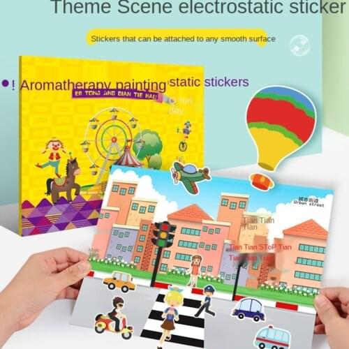 Electrostatic Stickers Book Childrens Cartoon Stickers Repeated Kindergarten Reward Stickers Gift Removable Background Scenes
