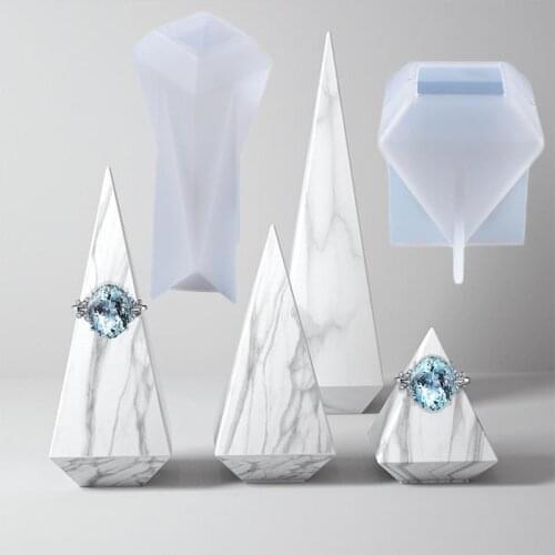 Jewelry Ring Holder Cone Resin Mold Hexagonal Pyramid DIY Silicone Candle Molds for Resin Casting Soap Aromatherapy Candle