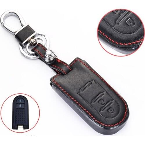 Leather Car Key Cover Holder for Toyota Rush Daihatsu Tanto LA600S LA800S LA610S Perodua Smart Keys Case Keychain
