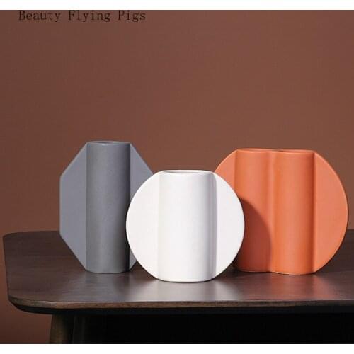 Creative Art Dried Flower Vase Ceramics Living Room Restaurant Desktop Flowers Arrangement Vases Crafts Home Decorative