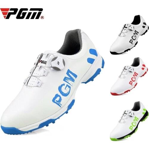 PGM Golf Shoes Mens Leather Waterproof Sneakers Anti-slip Spikes Nail Breathable Golf Shoes Comfortable Training Trainer