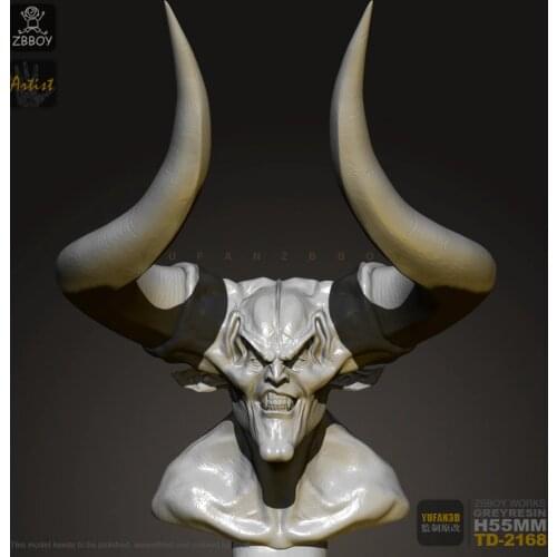 55mm Resin Bust Kits Hell Demon Head Resin Model Self-assembled TD-2168