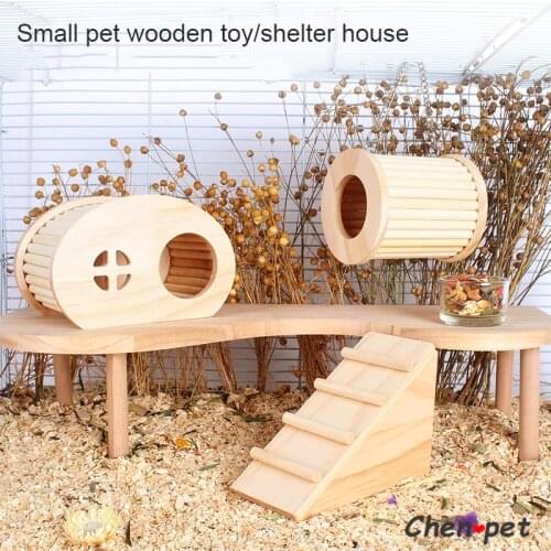 Natural Hamster Wooden Toy Small Pet Shelter House for Rat Chinchillas Small Animal Accessories Cage Decor
