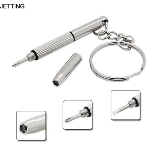 JETTING 2Pcs Screwdriver Keychain silver mini home practical screwdriver combination tool Car Styling Accessories Decoration