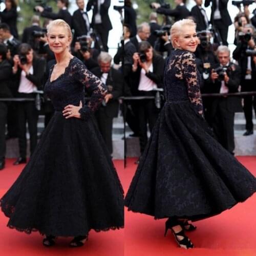 Cannes Film Festival Mother Of The Bride dresses 2019 Sleeves V Neck Ankle Length plus Lace For Weddings vestidos evening dress