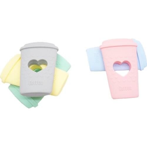 Chenkai 10PCS Silicone Coffee Cup Teether Baby Teething Nursing Teether BPA Free For Infant Chewable Silicone Pacifier Accessory