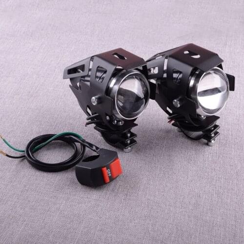 2Pcs Universal Clear 12V 10W 6500LMW Motorcycle Angel Eyes Front Spot Lights LED Driving Headlight Fog Lamp & Switch