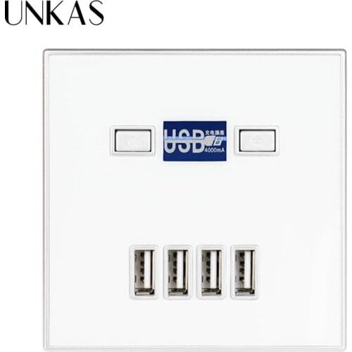 UNKAS USB Charger Port for Mobile 118mm*80mm Usb Wall Power Socket Plug Double Italian / Chile Socket with Usb 1000mA