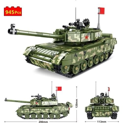 Military Series Chinese Army Armored Force 99A Main Battle Tank DIY Model Building Blocks Bricks Toys Gifts