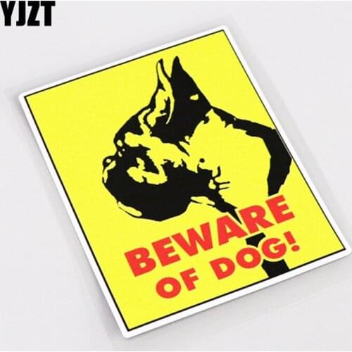 YJZT 9.2CM*11.8CM Fashion BEWARE OF DOG Warning Mark PVC Motorcycle Car Sticker Decal 13-1020