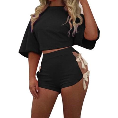 2019 Women Summer Style Casual Cotton Linen Top Shirt Feminine Pure Color Female Office Suit Set Womens Costumes Hot Short Sets