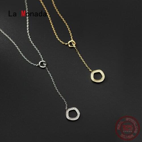La Monada Womens Necklace 925 Silver Chains Woman On The Neck Irregular Circle Fine Jewelry For Women Necklace Silver Girls