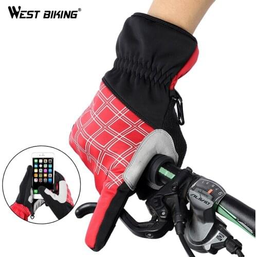 WEST BIKING Winter Ski Gloves Windproof Touch Screen Outdoor Sports Cycling Gloves Waterproof Heated Full Finger Skiing Gloves