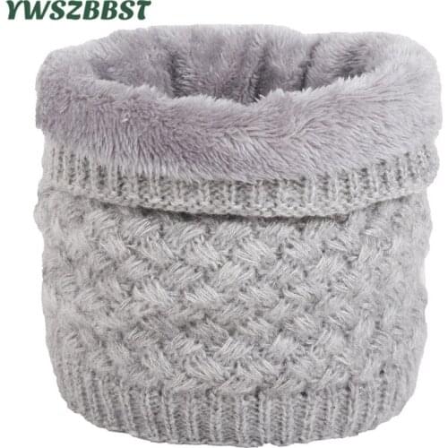 Unisex Winter Men Women Warm Knitted Ring Scarves Thick Elastic Knit Mufflers Children Neck Warmer Boys Girls Plush Scarf Collar