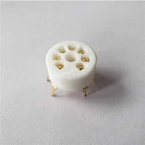 10pcs tube socket GZC7-Y-B-G 7 pin golden tube holder outlet for amplifier PCB 6Z4 EAA91 EC92