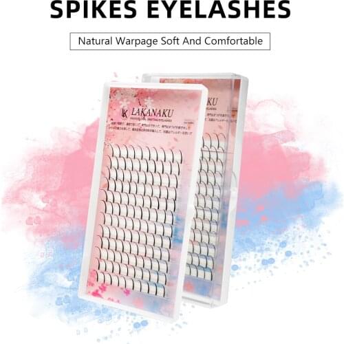 LAKANAKU 12Rows Premade Spikes Eyelashes 8-18mm All Size Volume Fans Silk Fluffy Eyelashes Extensions Supplies Mink Cilios