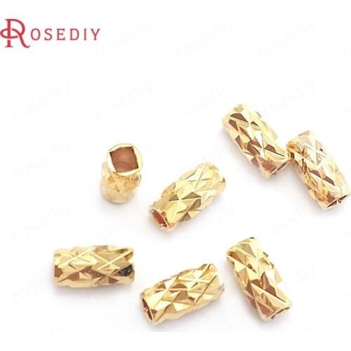 20PCS 3x5.8MM 4.5x7MM 24K Gold Color Brass Oval Shape Bracelets Spacer Beads Jewelry Making Supplies Diy Findings Accessories