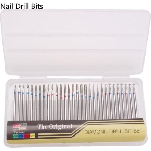 30Pcs/Set Diamond Milling Cutters For Manicure Rotary Nail Drill Bit Eletric Pedicure Machine Equipment Cuticle Remove Tools