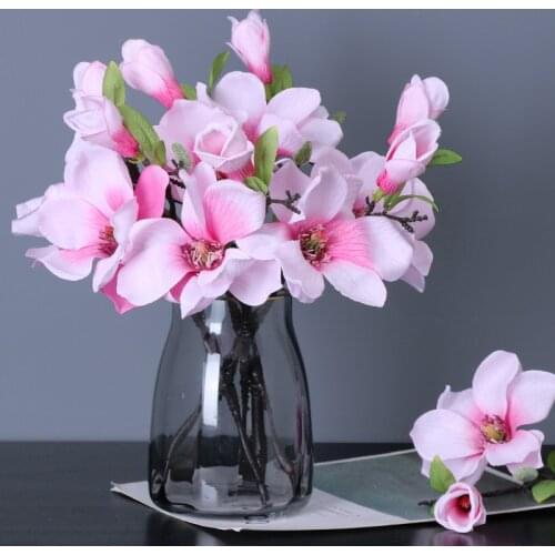 36cm Artificial Flowers Real Touch Magnolia Bridal Wedding Bouquet Wedding Party Home Bridal Decor 2pcs