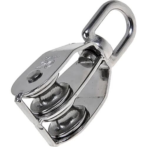 4x M20 Stainless Steel Double Pulley Rope Pully Swivel Block Lifting Wheels