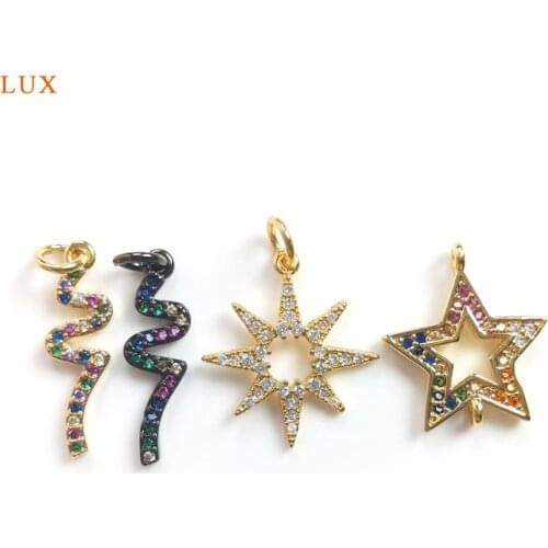 5pcs Polaris Star Snake Pendant Necklaces For Women Snake Dainty Gold Pendant Micro Pave Charm CZ Animal Pendant Jewelry Finding