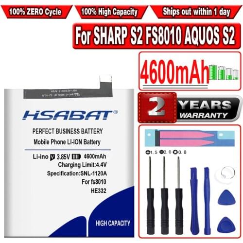 HSABAT 4600mAh Batteries For SHARP S2 FS8010 AQUOS S2 HE332 Good Quality Mobile Phone Battery