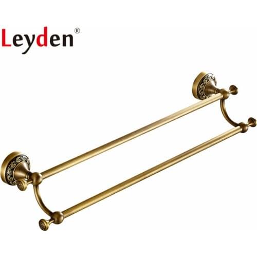 Leyden Antique Brass/ ORB Towel Bar Copper Double Towel Bar Wall Mounted Antique/ Black Towel Rail Retro Bathroom Accessories