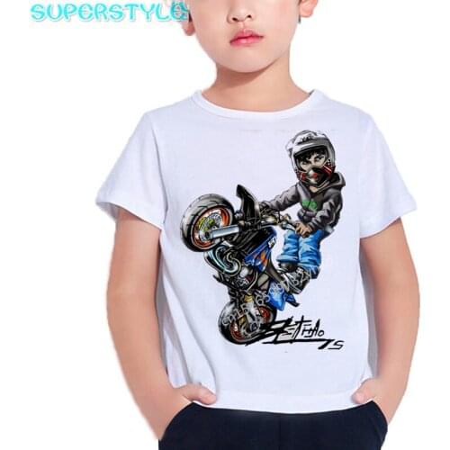 Cartoon Motorcycle Kids Tshirts Extreme Sports Children Mobile Bike Boys Clothes Childrens Short-sleeve T-shirt For Boy DHKP502