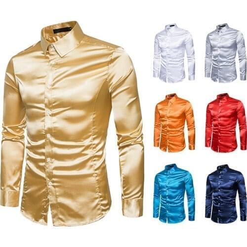 European size mens shirt, high quality casual fashion shirt, bright face long sleeve Lapel shirt