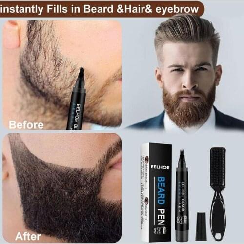 Beard Filling Pen Kit Waterproof Moustache Pencil Filler with Brush Eyebrow Beard Enhancer Hair Engraving Shaping Tools