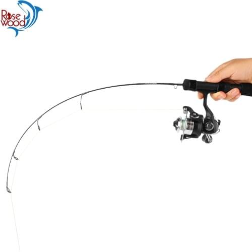 RoseWood Winter Fishing Spinning Combo Kit, 61cm 63.5cm 66cm, Ultra-Light, Light Ice Fishing Rod And Reel Combo, Black