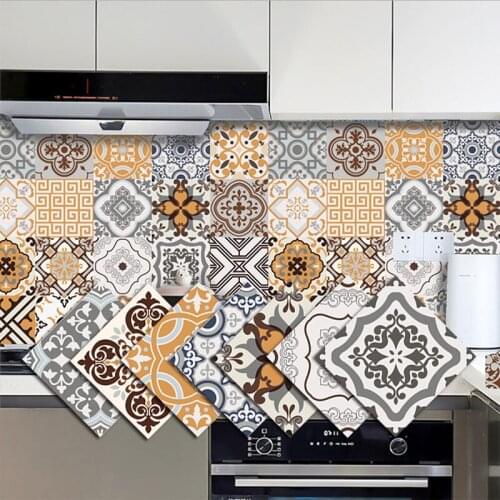 Pattern Floor Stickers Floor Tiles Self-adhesive Tiles Waterproof Decorative Film Tiles 3D Wall Stickers Kitchen Bathroom Wall