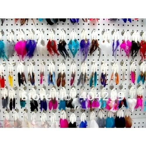 Wholesale 120 pairs Mixed Style Feather Earrings Woman Dangle Earrings Charming Jewelry Accessories