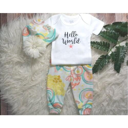 2020 Autumn New baby clothing set Baby Girls Long Sleeve Tops Romper +Long Pants Hat 3pcs newborn baby girls clothes set outfits