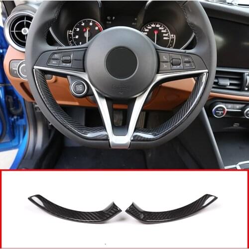 Real Carbon Fiber Steering Wheel Decoration Frame Strip Cover Trim for Alfa Romeo Giulia Stelvio 2017-2019 Car Accessories