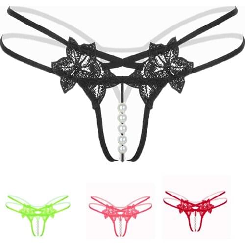 Open Sexy Underwear See Through Sexy Pendant Lady Pearl G String V-string Women Panties Low Waist Underwear Женские Трусики